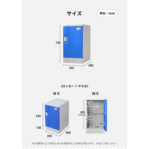 プラスチックロッカーL3人用1列3段シリンダ錠GN