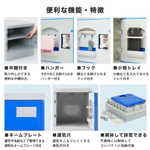 プラスチックロッカー S 増連用 ダイヤル錠 GN