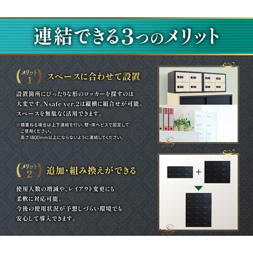 NSAFE2 2列8段16人用ダイヤル錠WH