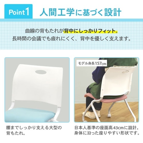 Rapミーティングチェアネスティング4脚セットPK