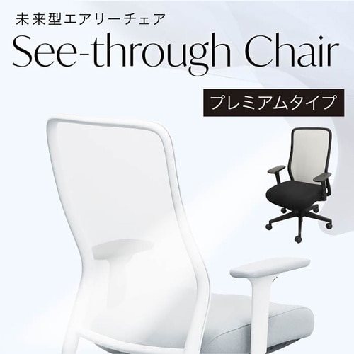 シースルーチェア 肘付き ストーングレー