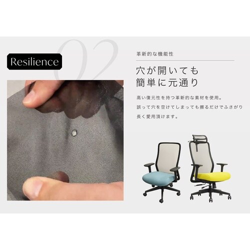 シースルーチェア肘・ヘッドレスト付BK×DGY