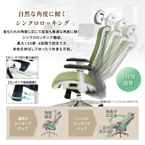 ウェルビーチェアファブリック肘付モスGN