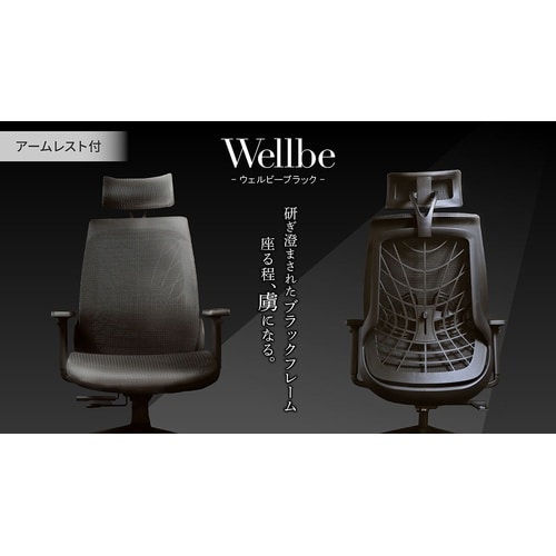 ウェルビーチェア ブラックフレーム 肘付 ブラック