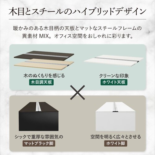 フリアドデスク2人用W1400天板DBRBK脚