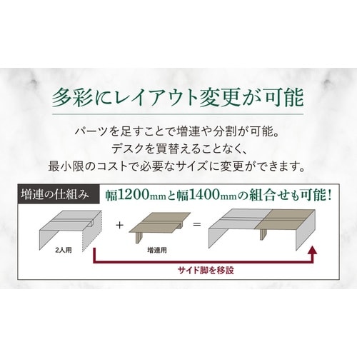 フリアドデスク2人用W1400天板NAWH脚