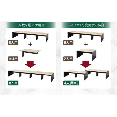 フリアドデスク8人用W5600天板DBRWH脚