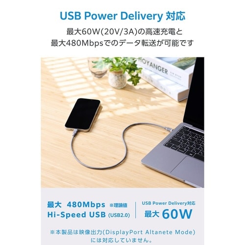 ふわっとマシュマロケーブル0.5m グレー