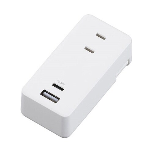 極小USBタップ2個口 PD30W ホワ