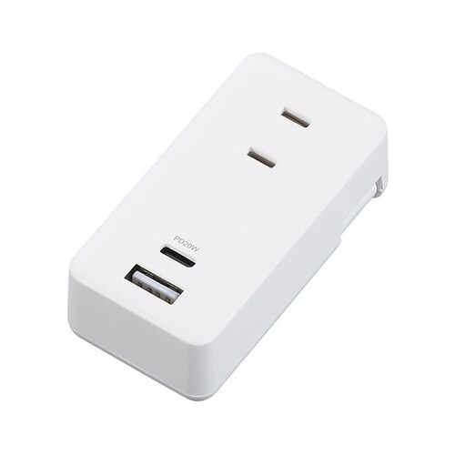 極小USBタップ2個口 PD20W ホワ