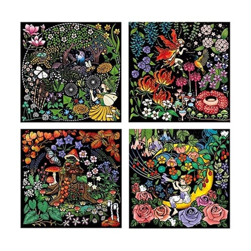心がやすらぐスクラッチアート 花と妖精の