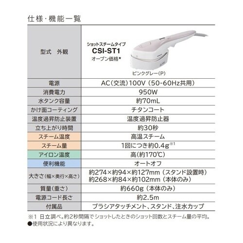 日立衣類スチーマー CSI−ST1−P
