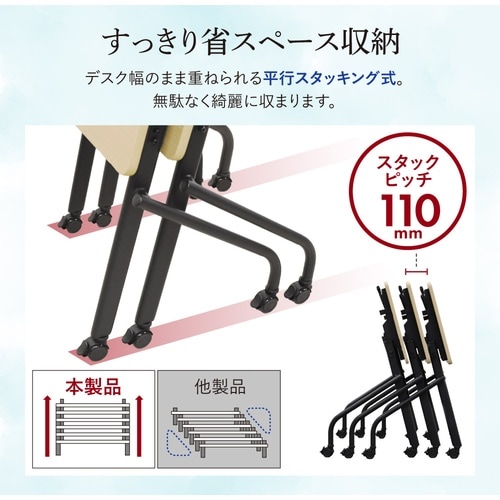 スタックテーブル棚無180×60幕板無BK脚WN面