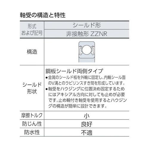 6016ZZNR B中形ボールベアリング