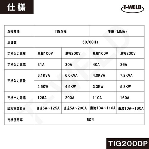 TIG 200A 直流 インバーター溶接