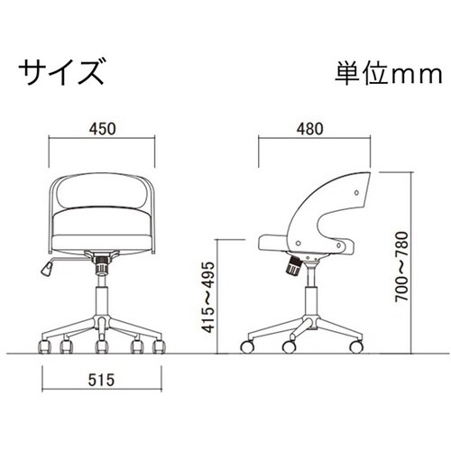キャスター付チェアー 布 ライトグレー