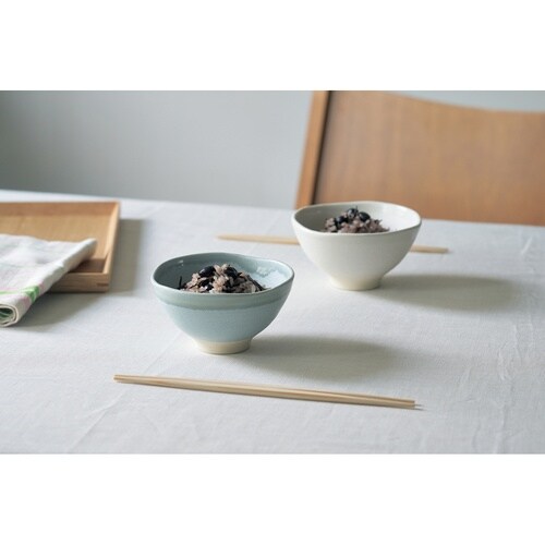 くすみ 茶碗 ホワイト×グレー