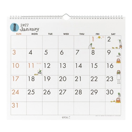 2027年 カレンダー 壁掛け L オジサン柄