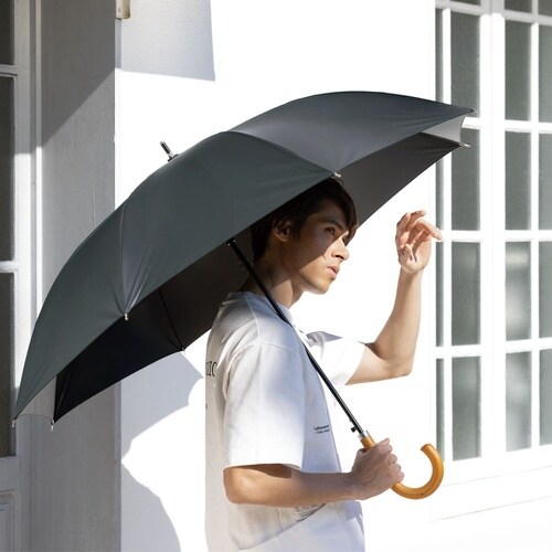 晴雨兼用 紳士長傘 無地 耐風×3
