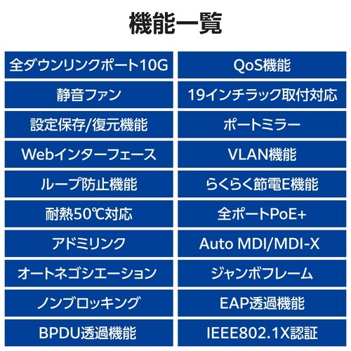 レイヤー2 10Gマルチギガ対応 PoE Webス