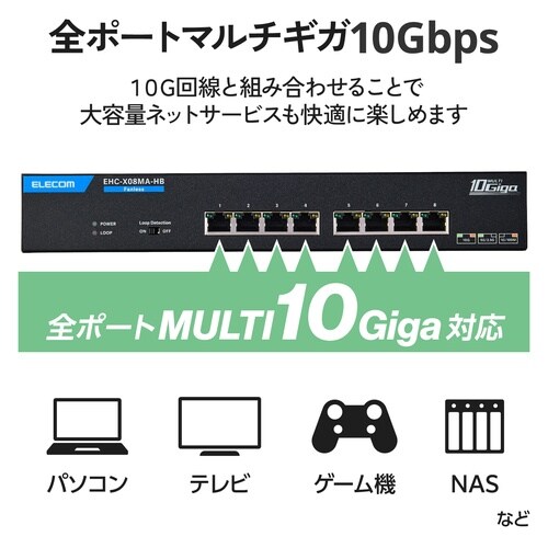 10Gマルチギガ対応8ポートスイッチ(金属筐体 A