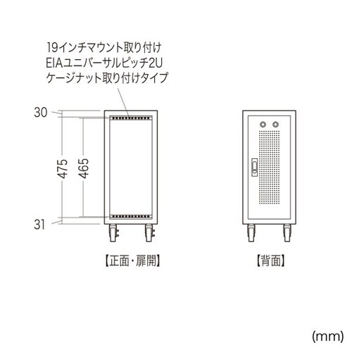 キャスター付きハブボックス(2U・ブラック)