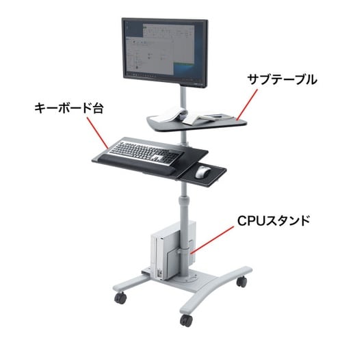 キーボード台・CPUスタンド付き液晶モニタスタンド