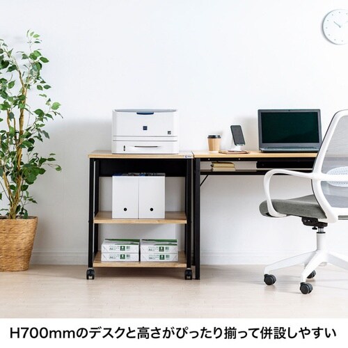 木目調プリンタスタンド(W600)