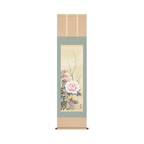 掛軸 「四季花」山村観峰 筆 K1203