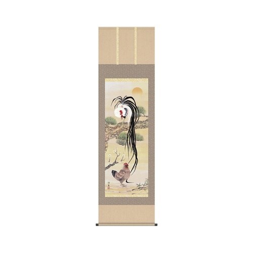 掛軸「吉祥双鶏図」 打田洋美 筆 尺三