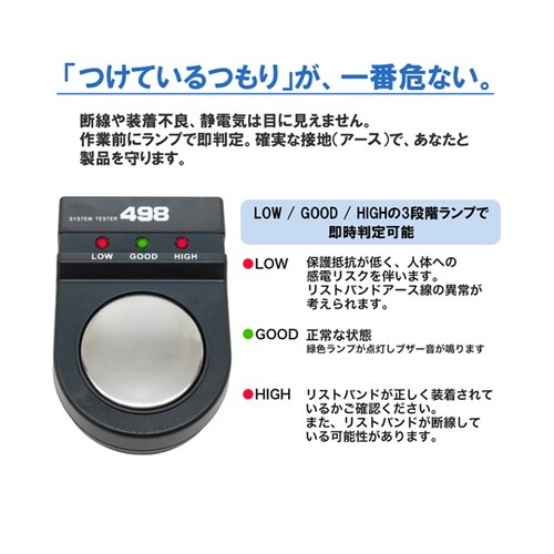 静電気防止リストバンド 接地検査機能付き