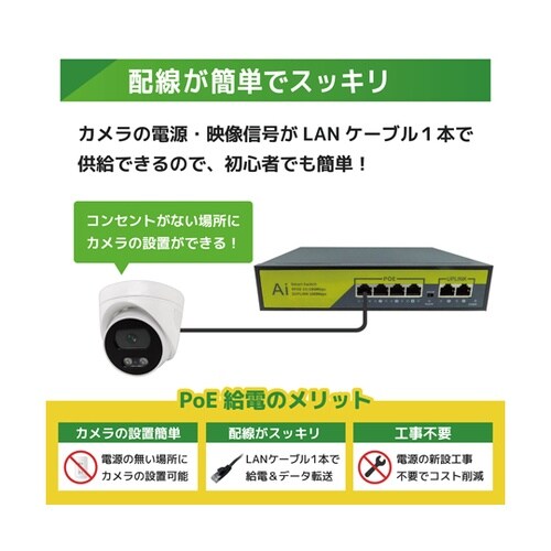 500万画素PoEタイプNVR防犯カメラ