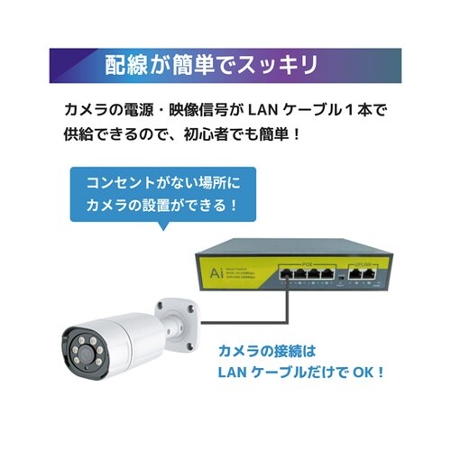 500万画素PoE NVR防犯カメラ4台