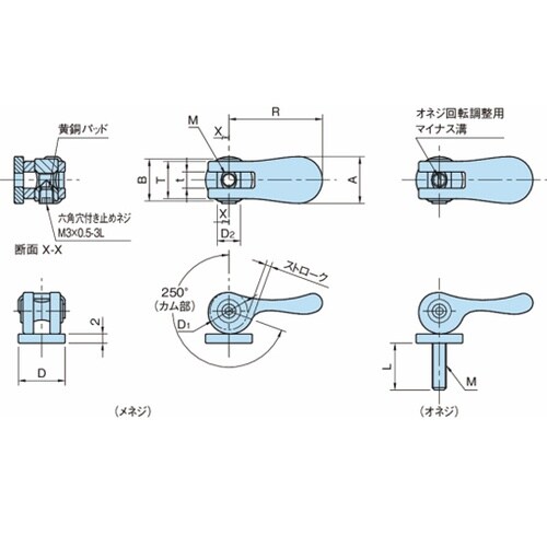 コンパクトカムレバー(オネジ・メネジ)Q
