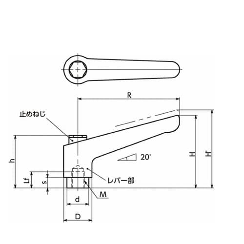 クランプレバー(めねじ・オールステンレス