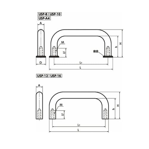 ステンレス取っ手 USP・USP−A4