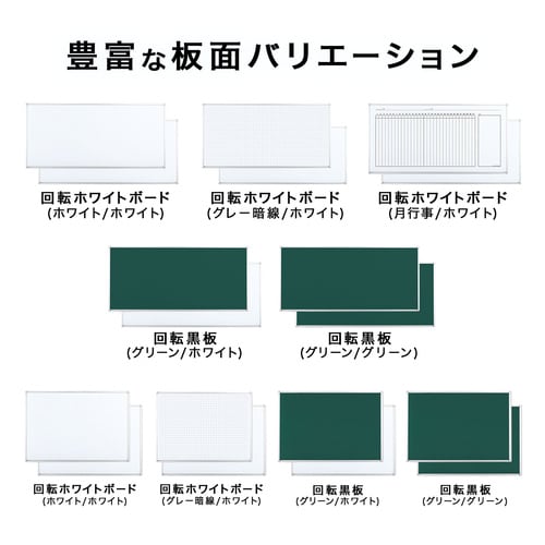 黒板 900シリーズ回転型 月予定 無地W1800
