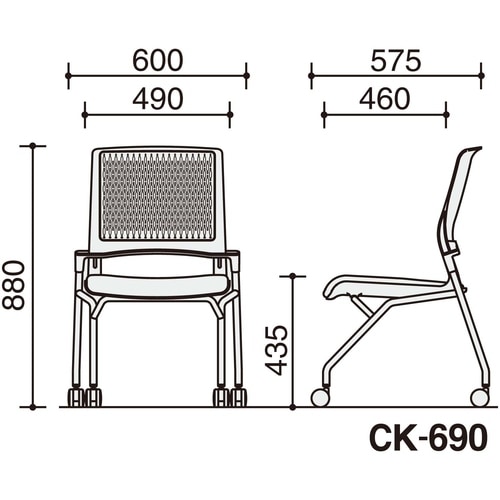 オルディナ 背樹脂肘無 本体黒 紫硬床用