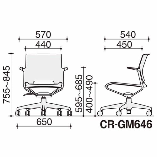 カラベル回転脚背樹脂肘付本体白 白硬床用
