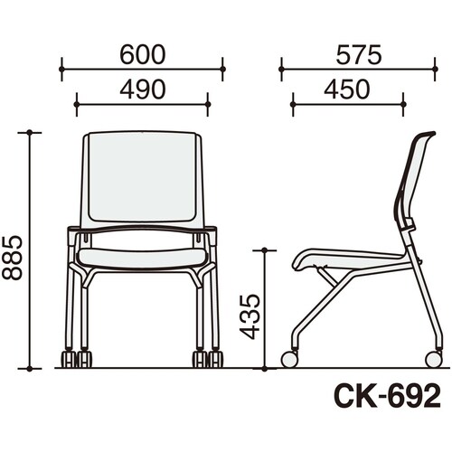 オルディナ 総張り肘無 本体灰 緑軟床用