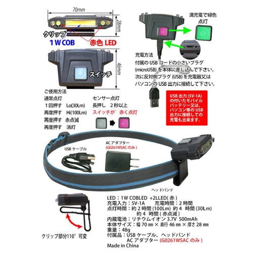 充電式センサーキャップライト