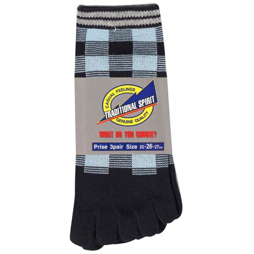 バッファローチェック 3足組(カラー・5本指)