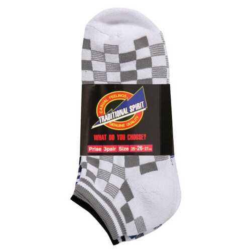 ブロックチェック 3足組(ホワイト・先丸)