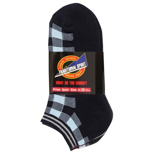 バッファローチェック 3足組(カラー・先丸)