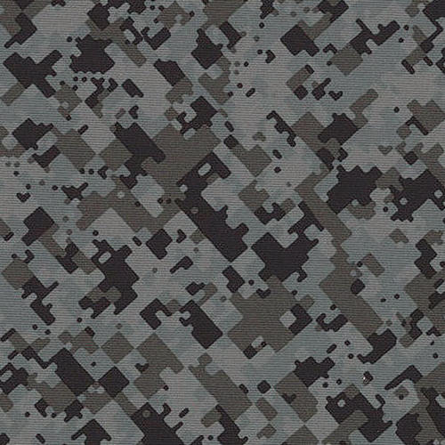 パワーストレッチ 長袖クルーネック 黒迷彩 S