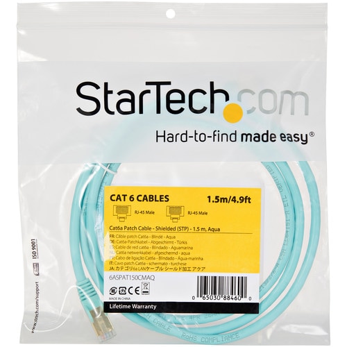 Cat6a LANケーブル 1.5m アクア