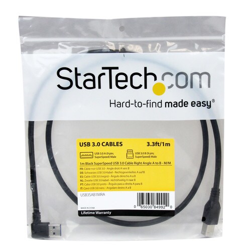 USB 3.0 ケーブル(A−B) L型右 1m