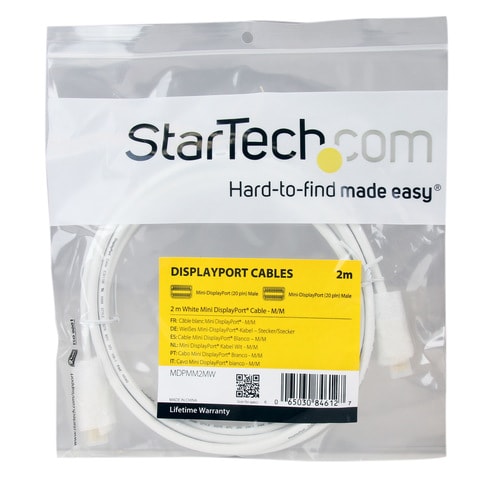 Mini DisplayPortケーブル 2m 白