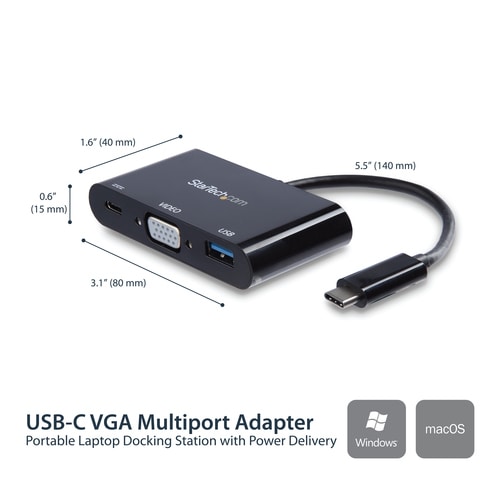 USB−C接続マルチアダプタ VGA/60W PD