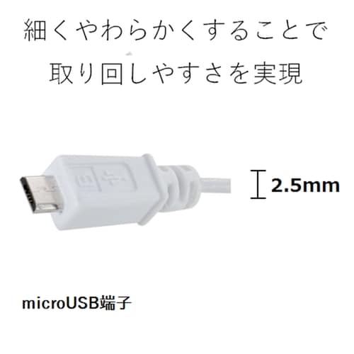 スリム マイクロBケーブル 2.0m ホワイト